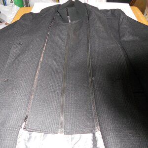 Men's Black Pronto Uomo Wool Winter Coat Size 3X Outer Button Inner Zip